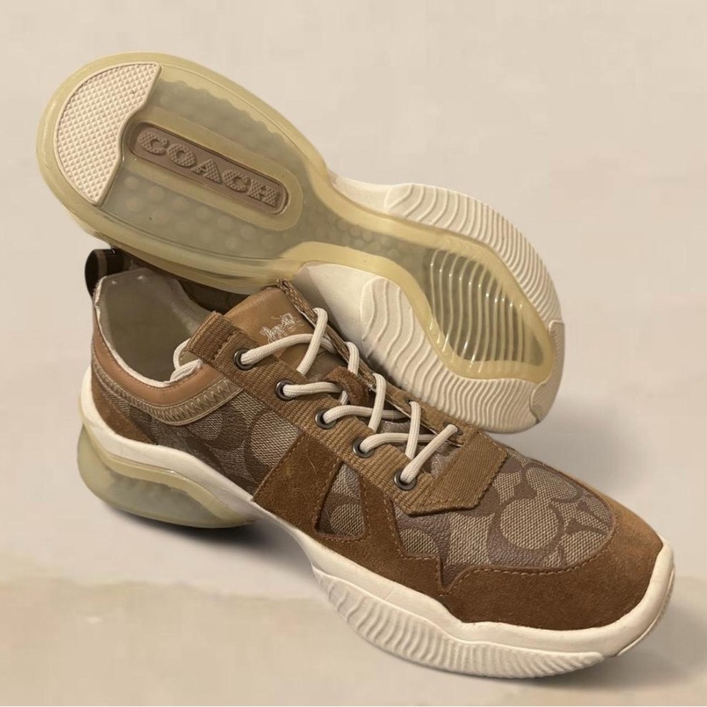 Coach Men's City Sole Runner Sneakers Brown Khaki Size 8.5 Casual Athletic